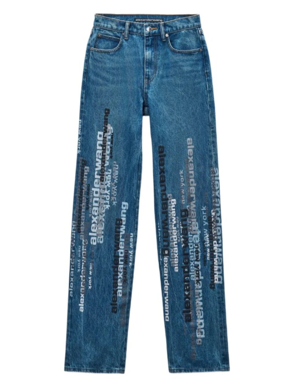 NEW Alexander Wang Falling Logo Blue Denim EZ Jeans 25